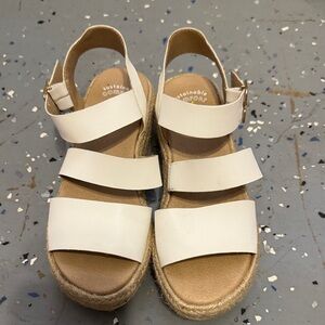 Dr. Scholl's White Triple-Strap Espadrille Platform Sandals